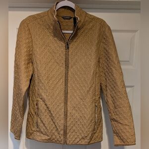 Vintage Liz Claiborne 100% Silk Women's Gold Quilted Full Zip Jacket Size Large
